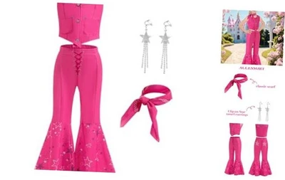 Pink Costume for Girls Costume Dress Kids Disco Outfits Movie 7-8 Years Cowgirl - Image 1 of 4