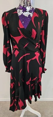 NWT DKNY Surplice V-Neck Asymmetrical Hem Dress DD4GDB85 (Size 8) NWT MSRP $134 - Image 1 of 4