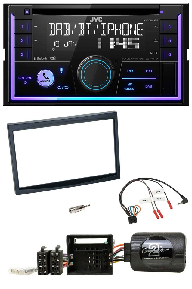 JVC Lenkrad USB 2DIN DAB Bluetooth CD Autoradio für Citroen C2 C3 Berlingo Jumpy - Bild 1 von 4