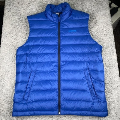 Lands End Goose Down Puffer Vest Mens LT Large Tall Blue Full Zip Outdoors - Image 1 of 4