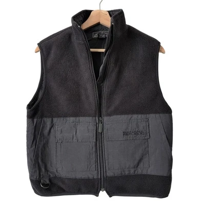 Vintage Y2K Banana Republic Men's Fleece Vest Black XS Safari Gilet Pockets RARE - Image 1 of 4