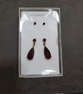 40-002 NIB LIZ CLAIBORNE 2-Pair Earrings Black - Picture 1 of 1