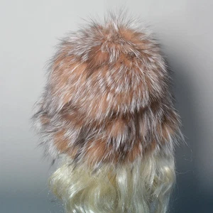 Women Hats Beanies Caps Cap Snow Genuine Girls Party Warm Real Fox Farm Fur - Picture 1 of 32