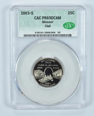 2003-S Washington State Quarter Missouri CLAD PR69 DCAM CAC CACg *0556 - Image 1 of 4