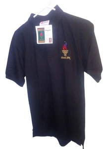 Vintage 1996 Olympics Games Polo Shirt Collection Hanes Herren Medium schwarz neu mit Etikett - Bild 1 von 8