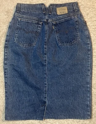 Vintage Levi's Orange Tab Denim Midi A-Line Skirt Retro Blue Womens Size 16 - Image 1 of 4