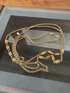 Vintage Monet Long Gold Tone Chain Necklace, 54in Mixed Link - Picture 1 of 6