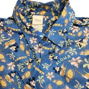 Disney Store Mens Mickey Mouse Button Shirt Size XL Blue Hawaii Aloha Camp Top - Picture 1 of 13
