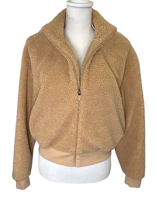 Beyond Yoga Brave The Elements Sherpa Chaqueta Bomber Caramelo Mujer Talla Pequeña Foto 1 de 4