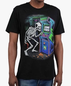 Into The AM Graphic Tee Unisex Size 4XL Skeleton Gaming Arcade Game Over NWOT - Picture 1 of 14
