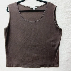 Sweater Tank 2X Brown Ribbed Minimalist Capsule Soft Girl Earthy Clean Lines - Picture 1 of 8