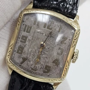 Art Deco Hamilton Grade 987f 14k Gold Filled 17 Jewel Engraved Case Watch Runs - Picture 1 of 11