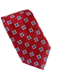 Adults New Show Tie Red With Blue Square Pattern - Picture 1 of 1