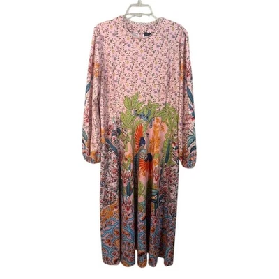 Dalia Macphee Pink Floral Long Sleeve Maxi Dress Size 2XL - Image 1 of 4
