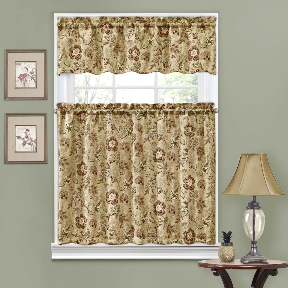 Traditions by Waverly Navarra Floral Tier and Valance Set