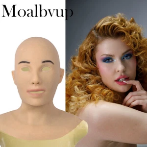 Realistic Silicone Female Face Mask Crossdresser Head Mask For women For Cosplay - Picture 1 of 23