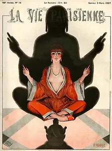 1927 La Vie Parisienne Meditation Französisch Frankreich Reisewerbung Kunstposter - Bild 1 von 1