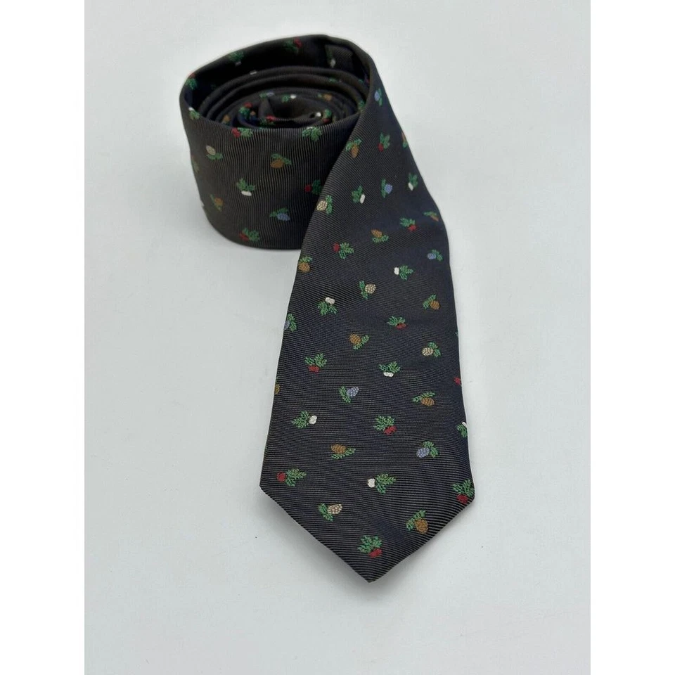 Corbata de seda Vineyard Vines para hombre marrón oscuro invierno verde floral NUEVA Foto 1 de 4
