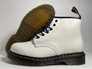 Doc Dr. Martens 101 YS Mid Smooth White Leather Lace Up Mens Size 9 / Womens 10 - Picture 1 of 5