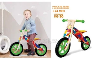 Bicicletta in LEGNO SENZA PEDALI MOTO CAVALCABILE EQUILIBRIO BICI PRIMI PASSI - Foto 1 di 7