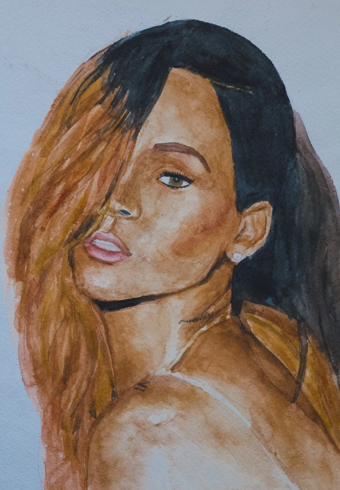 Rihanna. Retrato en acuarela mío. 11,5x8 pulgadas 2014 Foto 1 de 1