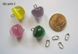 Colgante cristal ojo gato manzana X 4 UNIDADES 13 mm distinto color + colgador 1 - Imagen 1 de 4