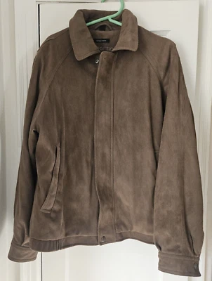 Claiborne Jacket Mens L Brown Suede Polyester Zip Collared Barn Chore jacket - Image 1 of 4