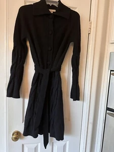 One A Women’s Long Sleeve Black Boho Duster Cardigan Belted M Bell Shape Sleeves - Picture 1 of 8