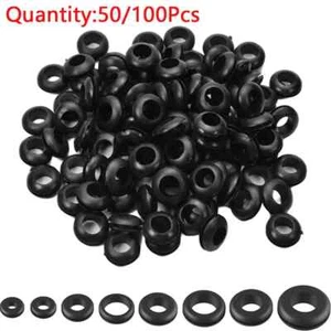 50pcs/100pcs black rubber washer gasket wire protection rings M3-M20 - Picture 1 of 15