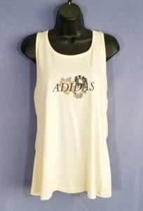 Adidas Damen Gr. XL beige Racerback Tank Top Blumen sportlich Baumwollmischung Stretch - Bild 1 von 10