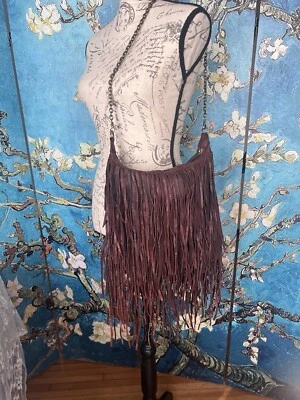 Funky and Fun Bohemian, brown fringed, crossbody purse! - Image 1 of 4