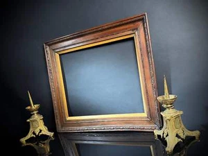 Large Antique Solid Dark Oak Wood Picture / Photo Frame (63.5x53cm) Gilt Inner T - Picture 1 of 10