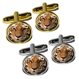 Bengal Tiger Face Round Cufflink Set - Bild 1 von 3