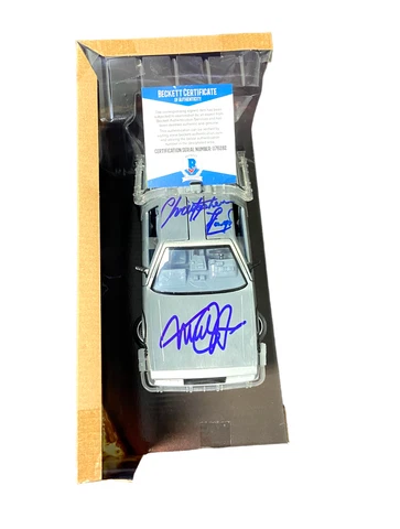 MICHAEL J FOX CHRISTOPHER LLOYD SIGNED AUTO BACK TO THE FUTURE 1:24 DELOREAN BAS Cover