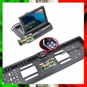 Kit Monitor + Portatarga Telecamera Retromarcia LED Targa Auto Parcheggio Cavi - Zdjęcie 1 z 12