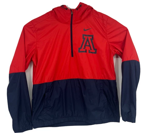 Nike Arizona Wildcats Mens 1/4 Zip Hooded Pullover Windbreaker Sz Medium Cover