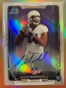 2015 Bowman Football – NICK MARSHALL Rookie Chrome Refractor AUTOGRAPH - Picture 1 of 2