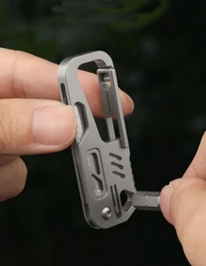 EDC Titanium Alloy Damascus Blade keychain Outdoor Portable Folding Multi-Tools - Picture 1 of 12