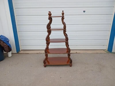 Vintage 5-Tier Carved Walnut Etagere Shelf/Bookcase - Image 1 of 4
