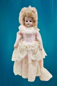 Antique Bisque 13" Cabinet Doll Germany Simon Halbig 1880's Victorian, OOAK Gown - Picture 1 of 20