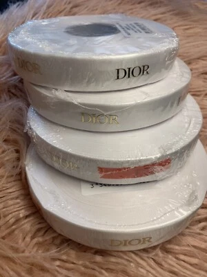 I00% AUTHENTIC DIOR Holiday Ribbon White Satin w/Gold Lettering Roll of 50 Meter - Image 1 of 4
