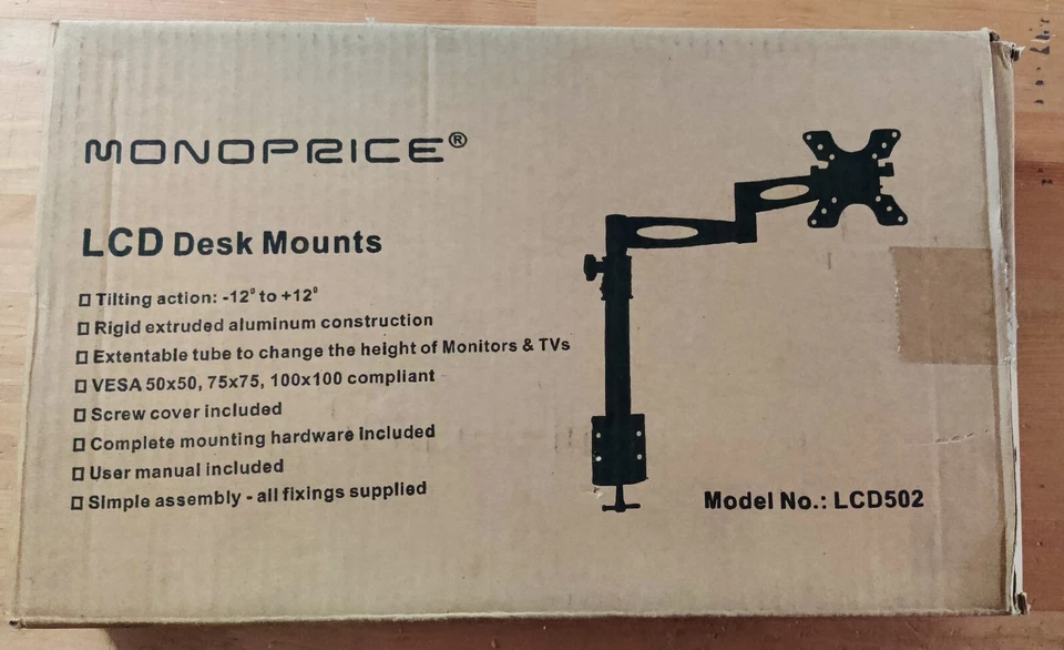 NEW Monoprice LCD-502 Adjustable Tilting Desk Mounts  - Image 1 of 1