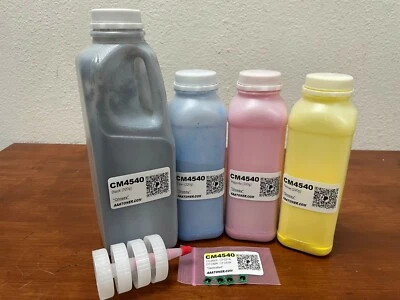 4 Glossy Toner Refill for HP Enterprise CM4540fskm, CM4540, CM4540f + 4 Chip - Image 1 of 3