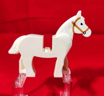 LEGO Caballo Blanco Minifigura Naranja Oscuro Brida Granja Castillo Western 4493c01pb04 Foto 1 de 4
