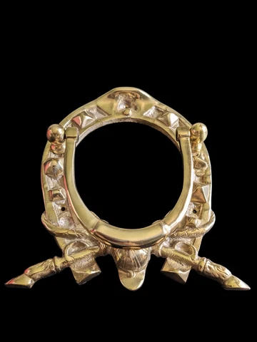 Vtg Solid Brass Made in Japan Ornate Metal Door Knocker Horse Jockey Equestrian Cover
