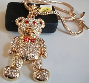 Men's Stones Fashion Casual Gold & Red Finish Animal Hip Hop Chain & Charm - Picture 1 of 4