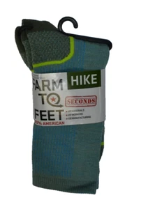 Farm To Feet Hike Merino Wool Hiking Camping Crew Socks Green Adult M 5-9 Mens - Picture 1 of 4