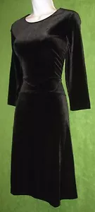 Lands End schwarz Samt Stretch Fit Flare Stretch Social Kleid S 4/6 $ 99 - Bild 1 von 6