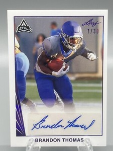 2021 Leaf Rookie #BABT1 Brandon Thomas RC Autograph Purple /30