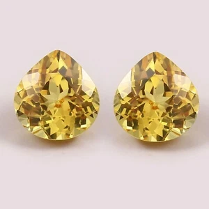 Par de piedras preciosas sueltas corte corazón zafiro amarillo natural de Ceilán a juego 7x7 mm - Imagen 1 de 6